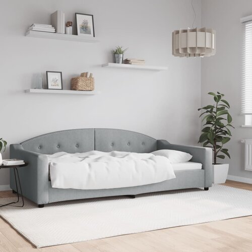 VidaXL Dnevni krevet svjetlosivi 100 x 200 cm od tkanine Slike