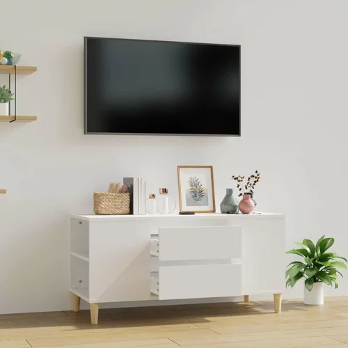 TV omarica bela 102x44,5x50 cm inženirski les, (20730535)