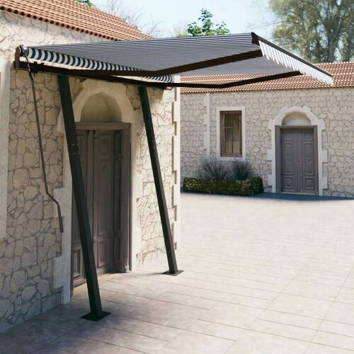  Tenda na ručno uvlačenje sa stupovima 3 5 x 2 5 m plavo-bijela Cijene