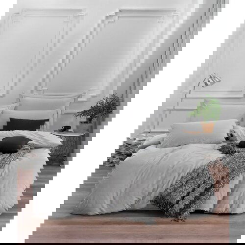 Alpina solid - grey grey king quilt cover set (fr) Slike
