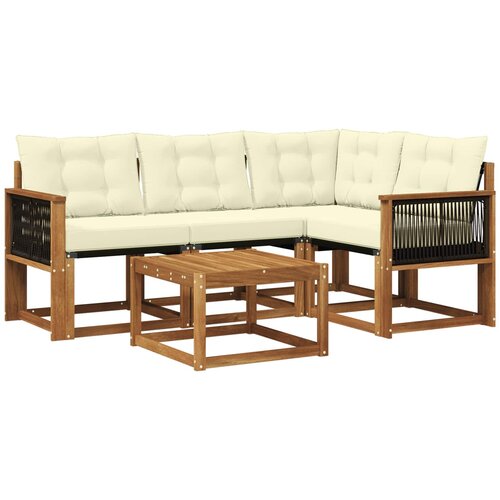 vidaXL Zunanja garnitura za sedenje z blazino 5 pcs Naravna in smetana, (5000273003) Cene
