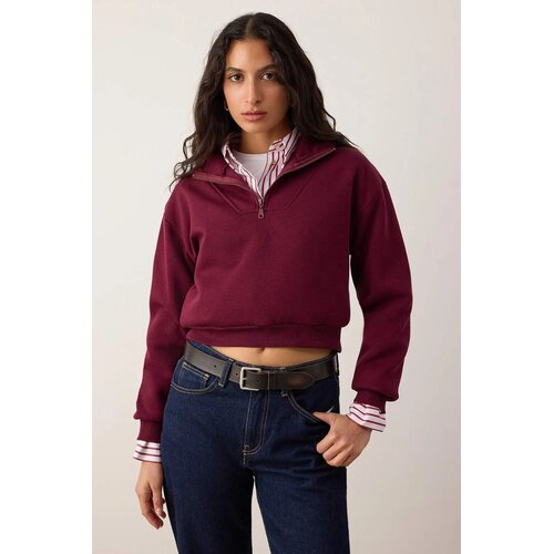 TRENDYOLMILLA ženski duks Twoaw26Sw00233, burgundac-bordo Cene