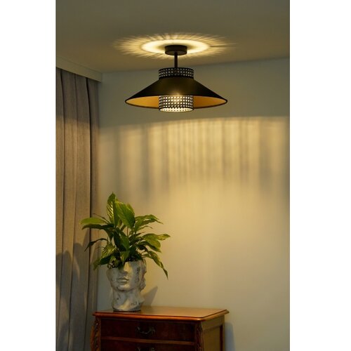  Duolla - Plafonski luster RIO RATTAN 1xE27/15W/230V prečnik 45 cm crna/zlatna Slike