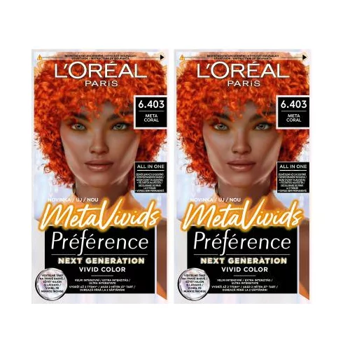 L'Oréal Paris Préférence Meta Vivids Set 2x boja za kosu 75 ml Nijansa 6.403 Meta Coral za ženske