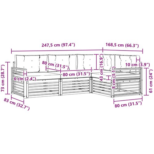  Set vanjskih sofa 4 kom. Prirodna i svijetlo siva Slike