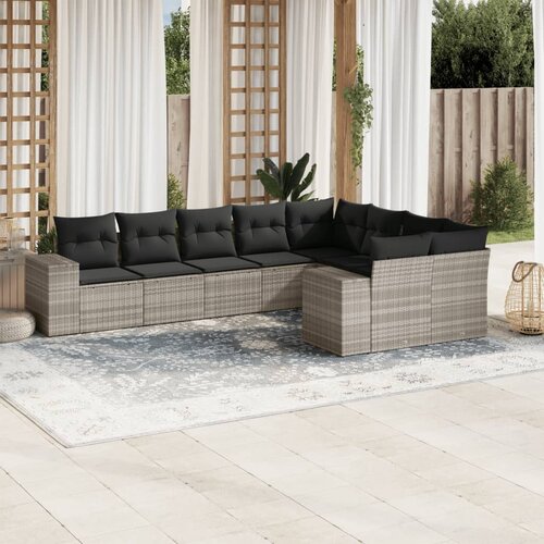vidaXL 9-dijelni set vrtnih sofa od poliratana s jastucima svjetlosivi Cijene