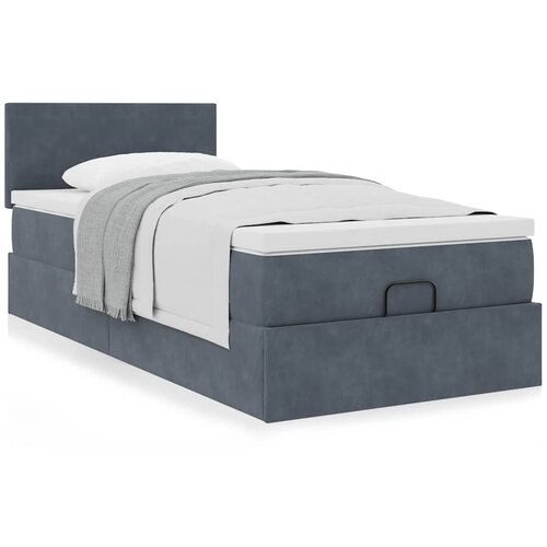 VidaXL Otomanski posteljni okvir z vzmetnico siv 80x200 cm žamet Slike