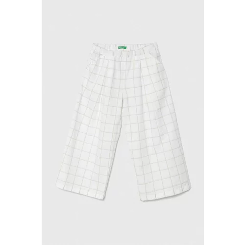 United Colors Of Benetton Otroške lanene hlače bela barva