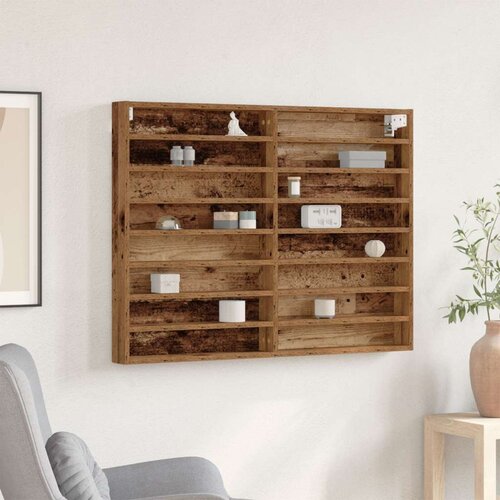 vidaXL Vitrine cabinet Staro drvo Drvo 100 x 8.5 x 75 cm Montaža na zid Cijene