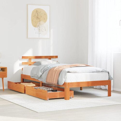 VidaXL Okvir kreveta s ladicama bez madraca vosak smeđi 75x190 cm Slike