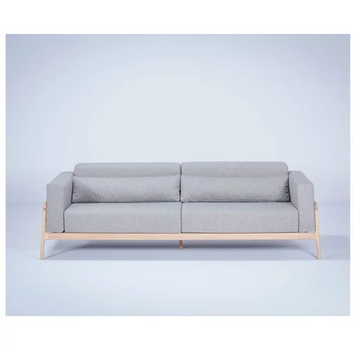 Gazzda sivi kauč s konstrukcijom od hrastovine Fawn, 240 cm
