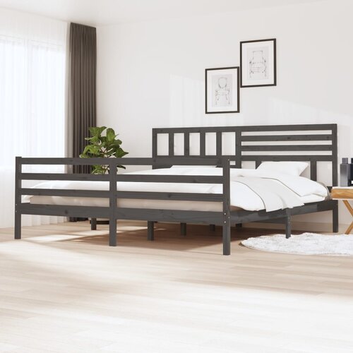 The Living Store Okvir za krevet od masivnog drva sivi 200 x 200 cm Cijene