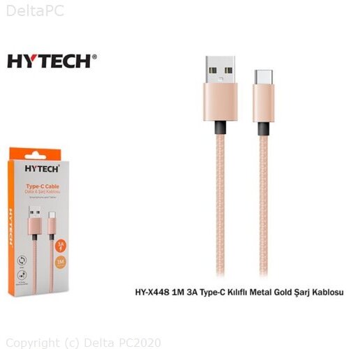 Hytech Oblozeni kabel USB Type-C HY-X448 1m 3A zlatni Cijene