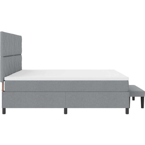VidaXL Box Spring krevet s madracem i klupom svjetlosiva 200x200 cm tkanina Slike