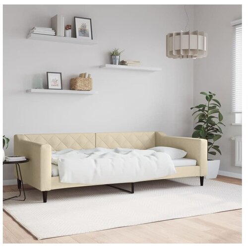 VidaXL Raztegljiva postelja krem 100x200 cm blago Slike