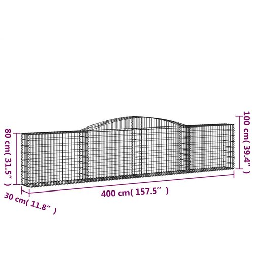  Lučne gabionske ko&amp;scaron;are 6 kom 400x30x80/100 cm pocinčano željezo Slike