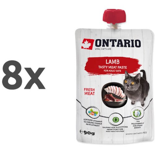 Ontario Cat pasta z jagnjetino 8 x 90 g Cene