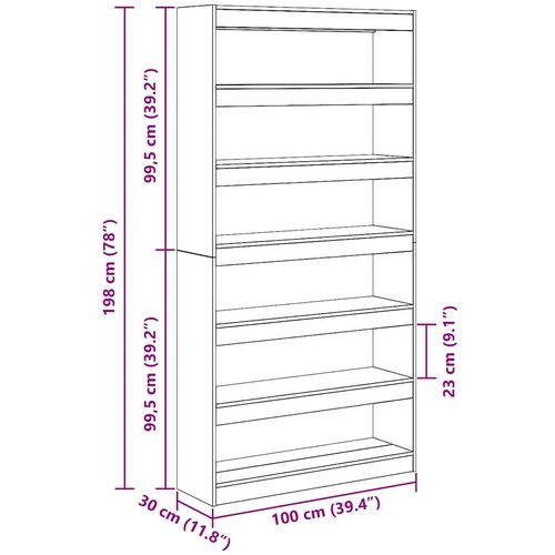  za knjige Siva Sonoma 100 x 30 x 198 cm Slike