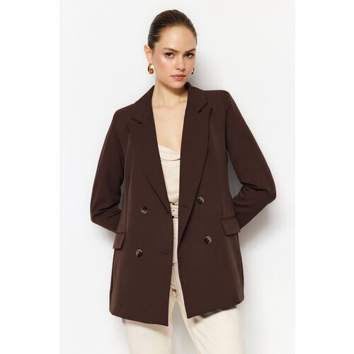 Trendyol Dark Brown Lined Double Breasted Blazer Jacket Slike