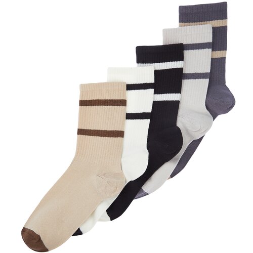 Trendyol Multicolored Men's 5-Pack Cotton Striped College-Tennis-Medium Size Socks Slike