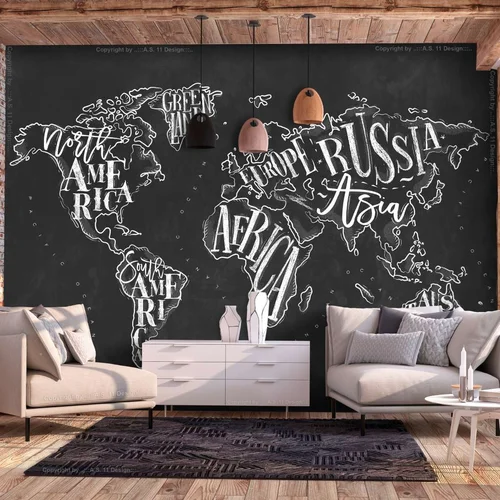  Samoljepljiva foto tapeta - Retro Continents (Black) 245x175