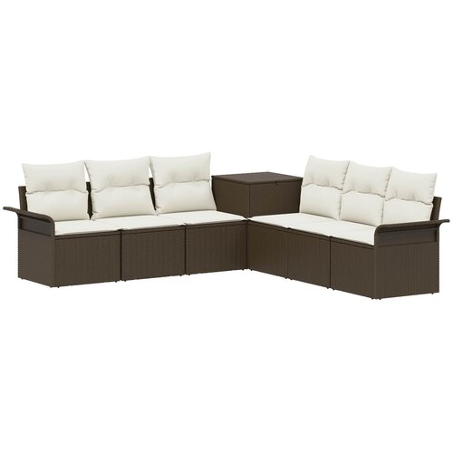  Set sofe 7 kom. Smeđa i krem bijela Poli Rattan i čelik Slike