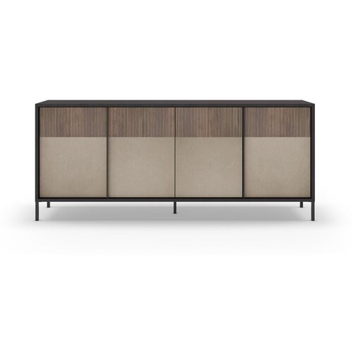 Marckeric Antracitno siva/svetlo rjava nizka komoda 206x86 cm Amalia &amp;ndash; Slike