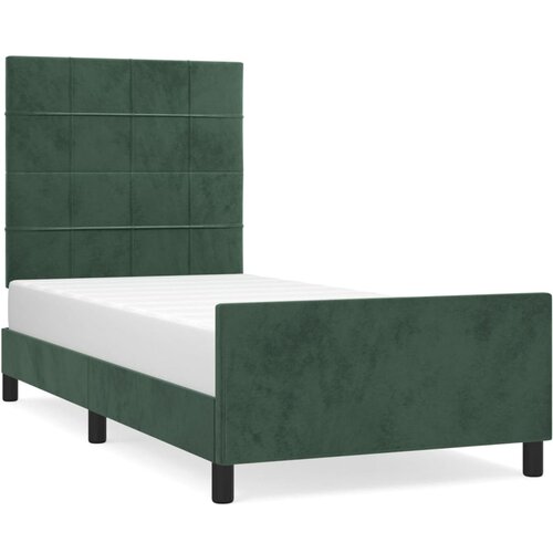 Maison Chic Posteljni okvir - Enojna postelja - Postelja za odrasle brez vzmetnice temno zelen 100x200 cm žamet-J7984, (21762611) Slike