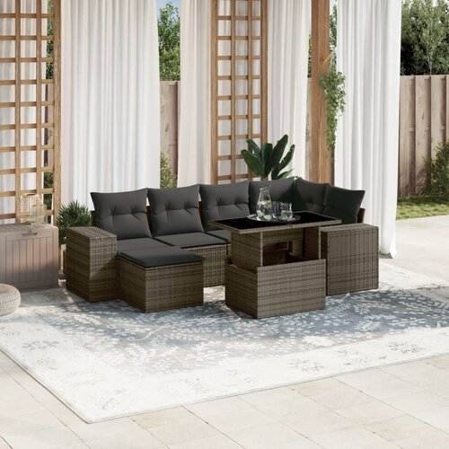 vidaXL 7-dijelni set vrtnih sofa sivi od poliratana Cijene