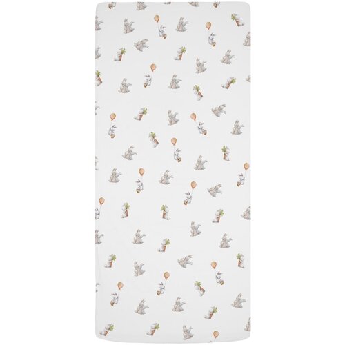 Butter Kings Bela napenjalna enojna otro&amp;scaron;ka rjuha iz bombažnega satena 90x200 cm Hugging Bunnies &amp;ndash; Slike