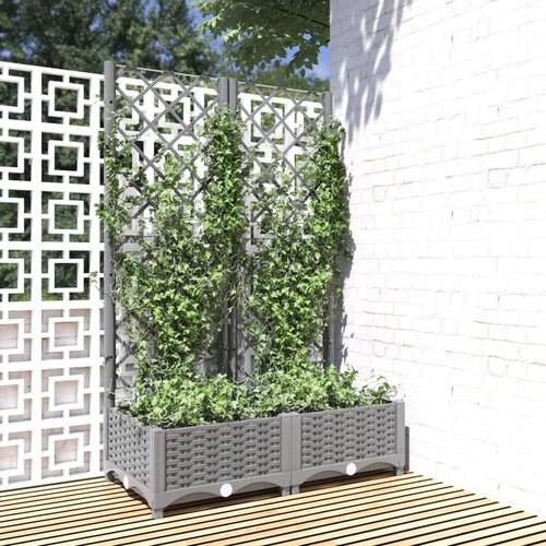 VidaXL Vrtna sadilica s re&amp;scaron;etkom svjetlosiva 80x40x121 5 cm PP Slike