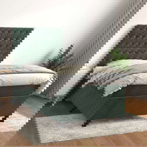 vidaXL Box spring postelja z vzmetnico temno zelen 90x190 cm Cene
