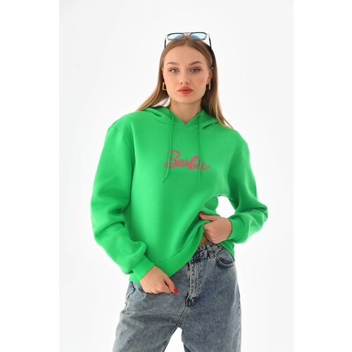 BİKELİFE Oversize Barbie Printed Hooded Thick Cotton Sweatshirt. Slike
