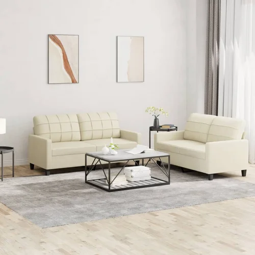 vidaXL 2-dijelni set sofa s jastucima krem od umjetne kože