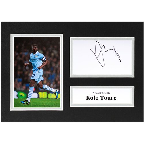 Kolo Toure Signed A4 Photo Display Manchester City Autograph Memorabilia COA Cene