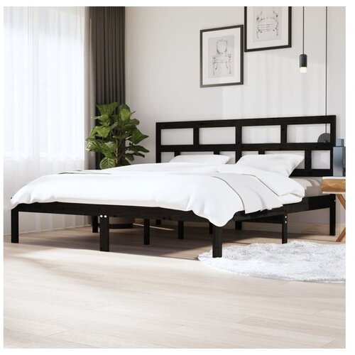  Okvir Za krevet od masivne borovine crni 200 x 200 cm Cene