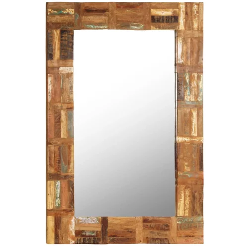 vidaXL Stensko ogledalo iz trdnega predelanega lesa 60x90 cm