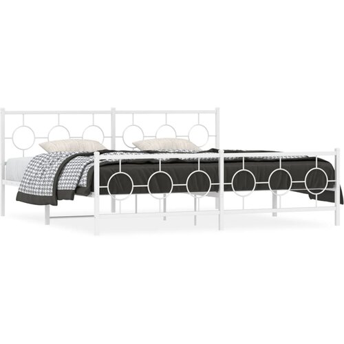  The Living Store Kovinski posteljni okvir z vzglavjem in vznožjem bel 200x200 cm - Posteljni Okvir, (21500834) Slike