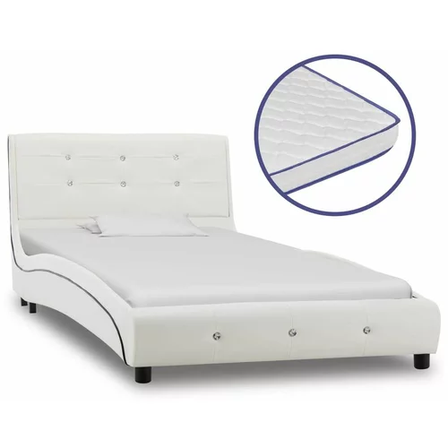  Krevet od umjetne kože s memorijskim madracem bijeli 90x200 cm
