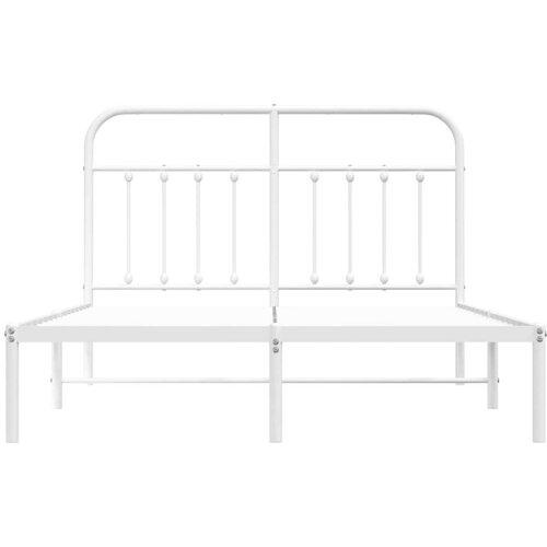 VidaXL Metalni okvir za krevet s uzglavljem bijeli 135x190 cm Slike