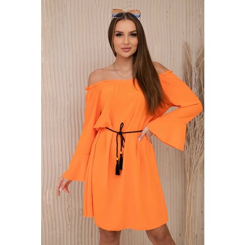 Kesi Dress tied at the waist with a string in orange Slike