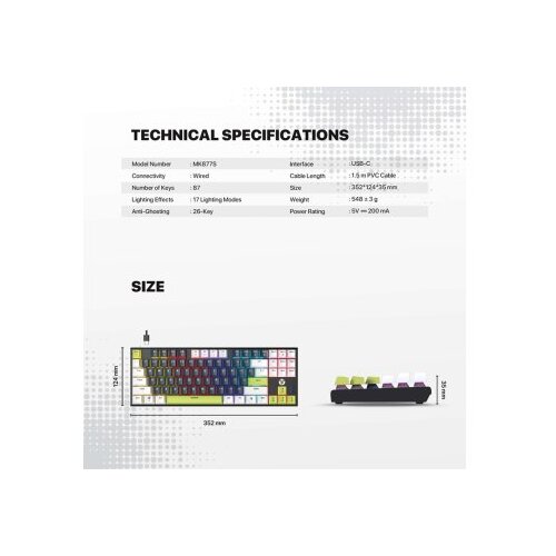 Fantech tastatura mehanicka gaming  MK877S rgb atom 87S mori bela (rosie switch) Cene