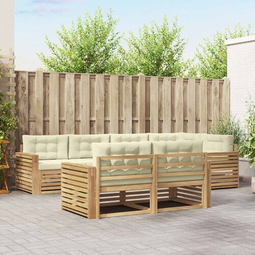  Set vanjskih sofa 7 kom. Bijela i krem Poliester Smeđa 331 x 172,5 x 73 cm Cene