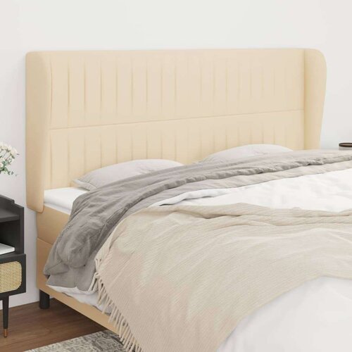  Vzglavje z u&amp;scaron;esi krem 183x23x118/128 cm blago, (20936336) Slike