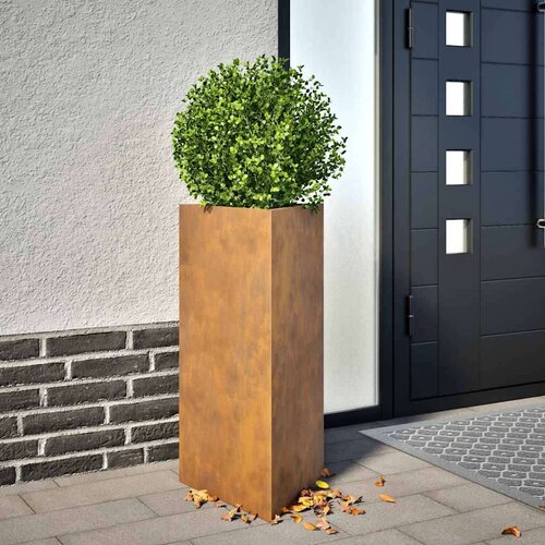 VidaXL Vrtne sadilice 2 kom trokutasta 40x34,5x70 cm od čelika COR-TEN Slike