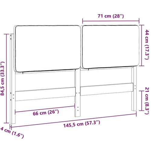 VidaXL tapecirani uzglavlje s uzglavljem smeđa i tamno siva 140 cm Slike