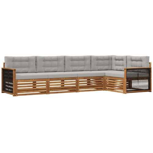 vidaXL Zunanja garnitura za sedenje 5 pcs Naravna in svetlo siva, (5000281177) Cene