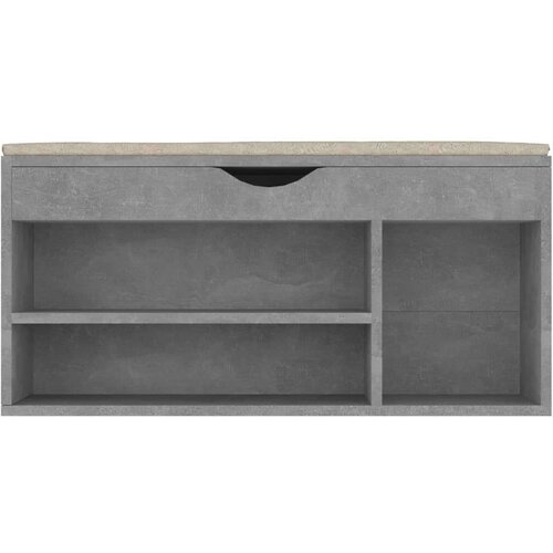 VidaXL klupa za cipele s jastukom boja betona 104 x 30 x 49 cm iverica Slike