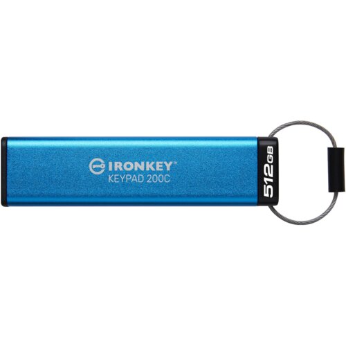 Kingston Technology IronKey Keypad 200 USB izbrisivi memorijski pogon 512 GB USB Tip-C 3.2 Gen 1 (3.1 Gen 1) Plavo Cijene