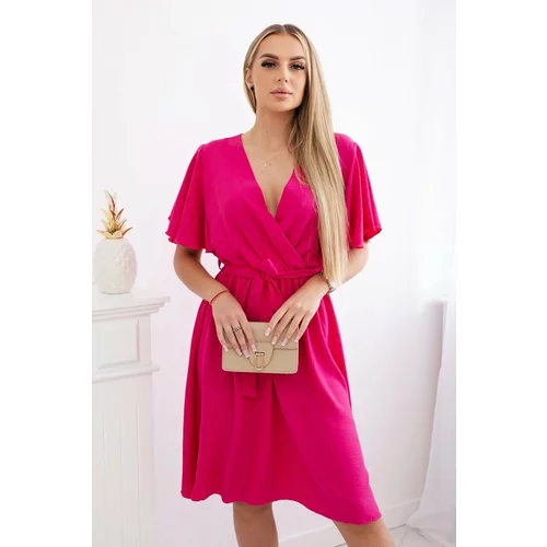 Kesi Women's dress with a plunging neckline - pink